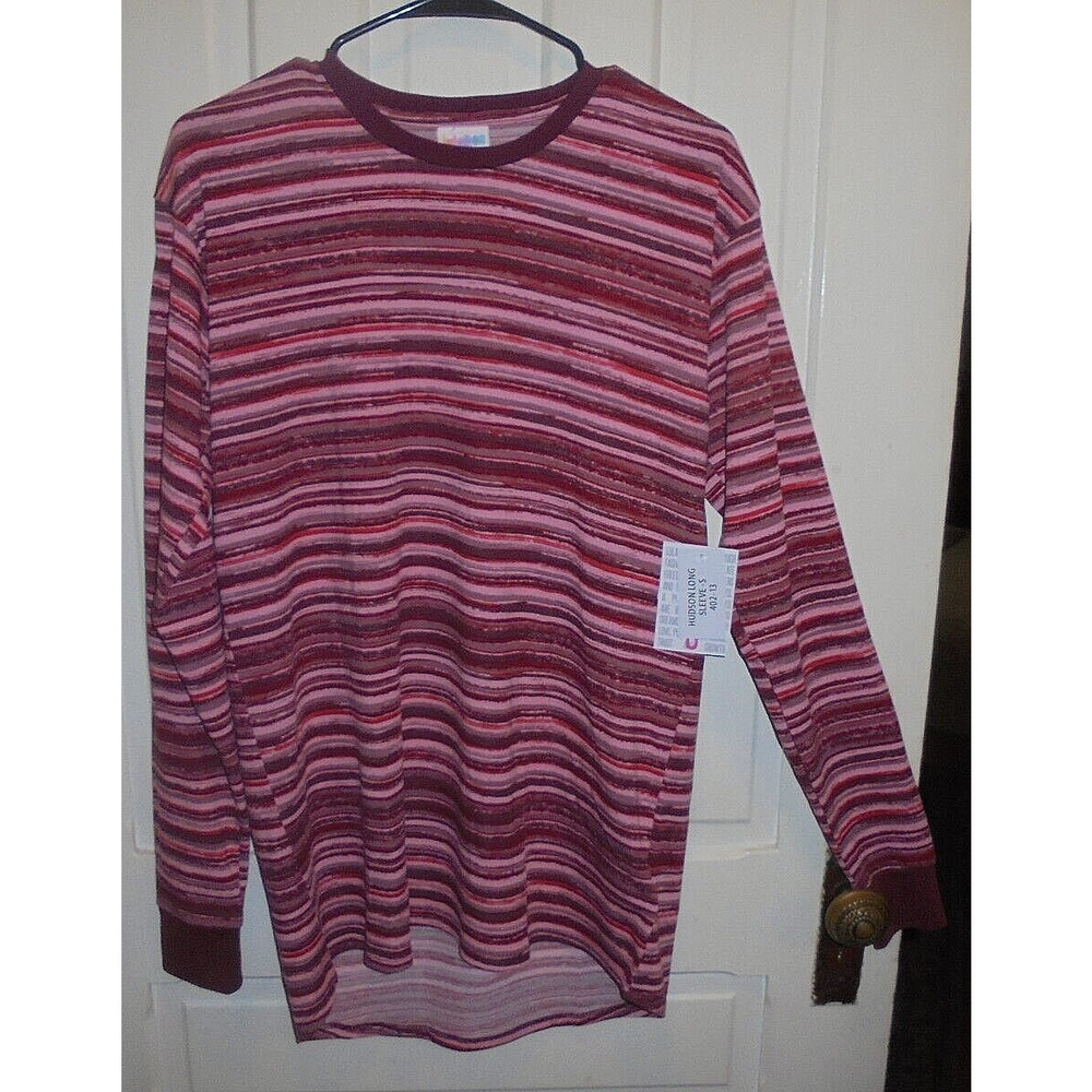 LuLaRoe Long Sleeve Hudson size S Pink/Red Stripes BNWT